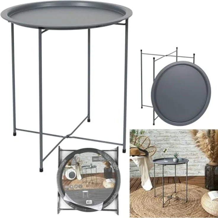 HOME DECO FACTORY, HDO0051, Sienna Grey Modelltisch, Beistelltisch, Möbel, Gartenmöbel, Tisch für den Außenbereich, 47 x 50 x 47 cm, zum Zusammenbauen, Grau – Bild 5