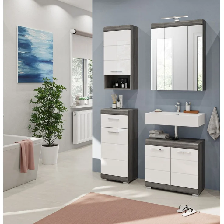 Badezimmer Spiegelschrank Shawn in Rauchsilber grau 60 x 79 cm – Bild 4