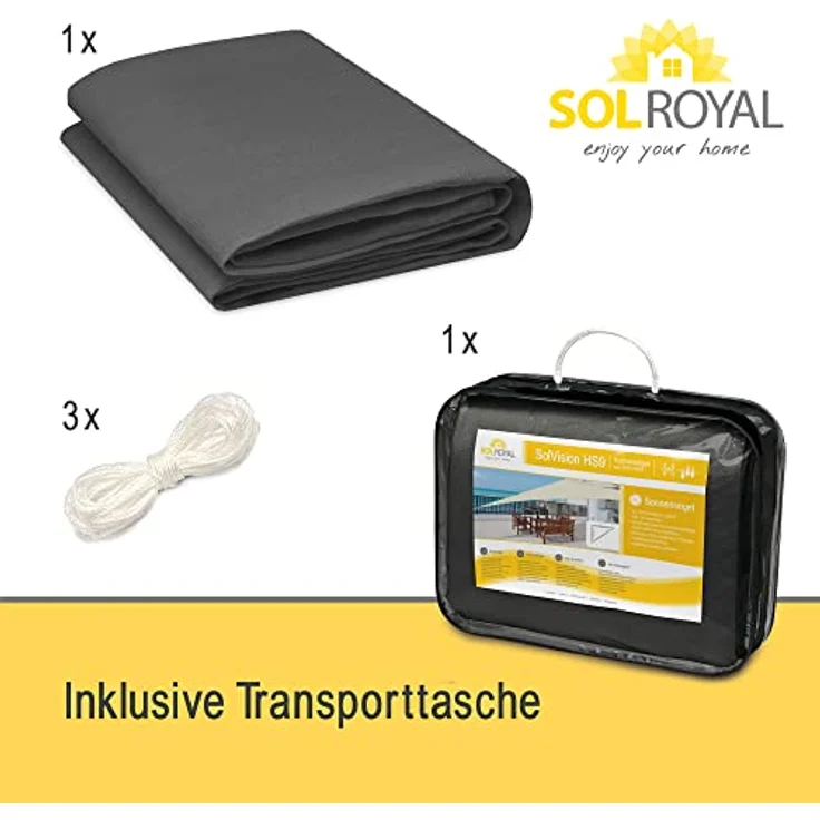 Sol Royal SolVision HS9 - Sonnensegel dreieckig 7 x 7 x 7 m HDPE Atmungsaktiv & UV Schutz Sonnenschutz für Terrasse, Balkon, Pool und Garten – Sonnensegel 700 x 700 x 700 cm Schattennetz Anthrazit – Bild 9