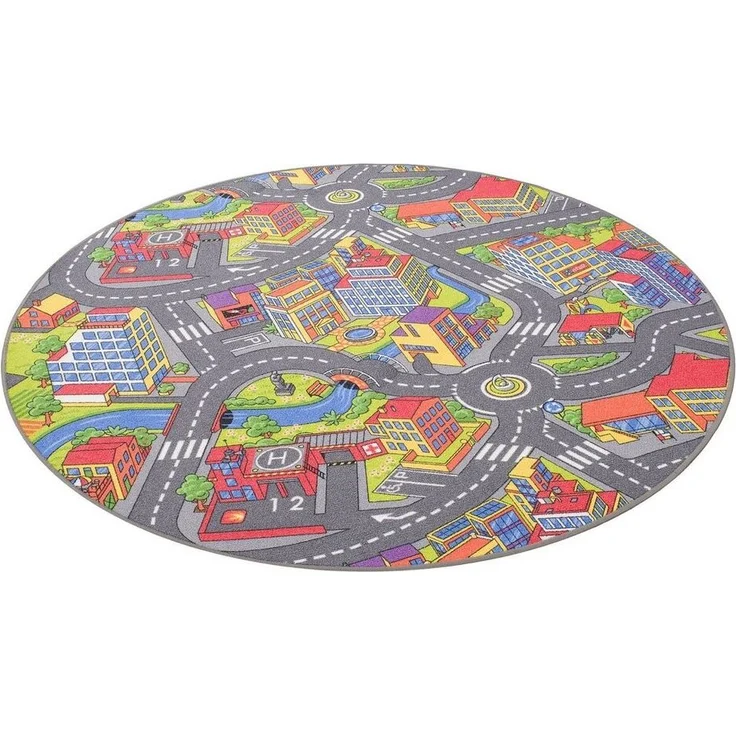 Snapstyle Kinderteppich Kinder Spiel Teppich Little Town 3D Rund, Rund, Höhe: 4 mm – Bild 3