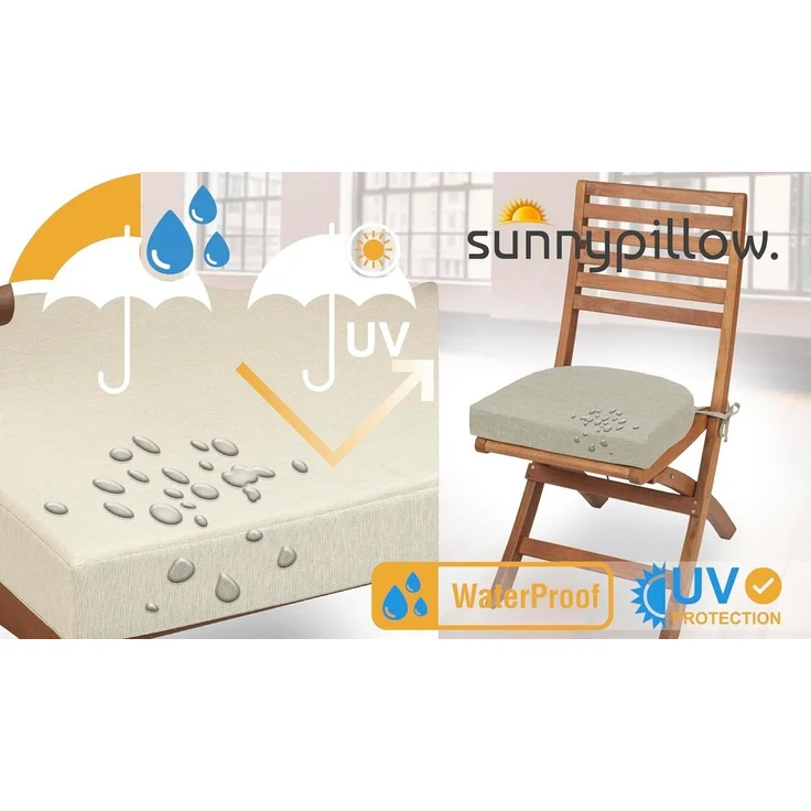 sunnypillow Stuhlkissen 2er Set Stuhlkissen 40x40 cm, zylindrische Form, "HAVANA", Ecru – Bild 3