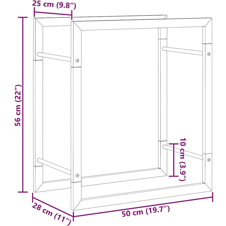 vidaXL Brennholzregal 50x28x56 cm Edelstahl 357859 – Bild 10