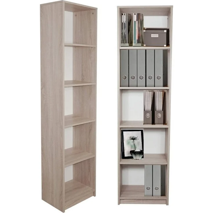 Home Collective Bücherregal Aktenregal Standregal Raumteiler mit 5 offenen Fächern aus MDF Holz, in sonoma, Breite 40 cm – Bild 1