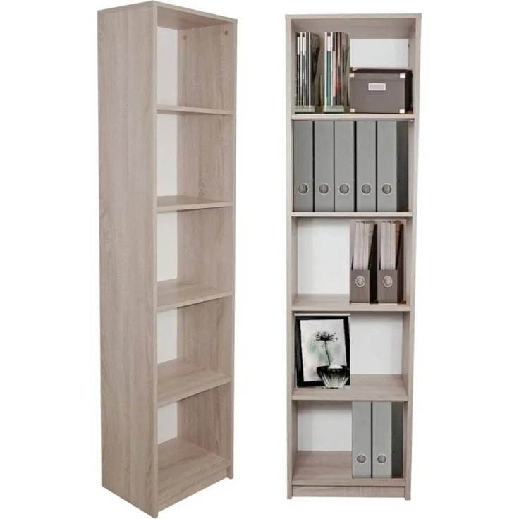 Home Collective Bücherregal Aktenregal Standregal Raumteiler mit 5 offenen Fächern aus MDF Holz, in sonoma, Breite 40 cm