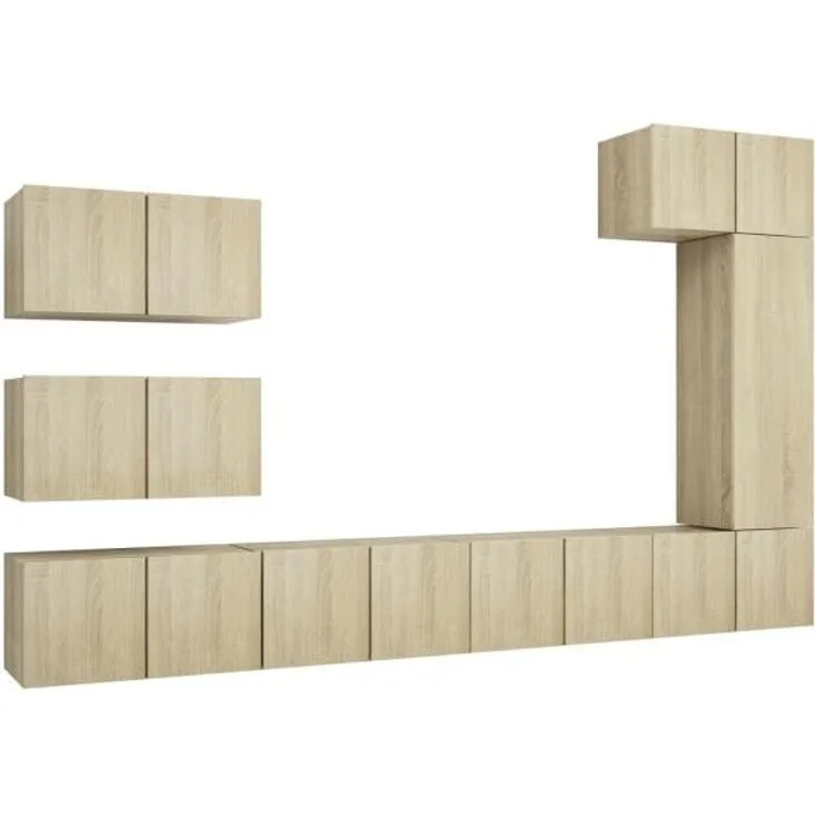 vidaXL 8-tlg. TV-Schrank-Set Sonoma-Eiche Spanplatte [3079031]
