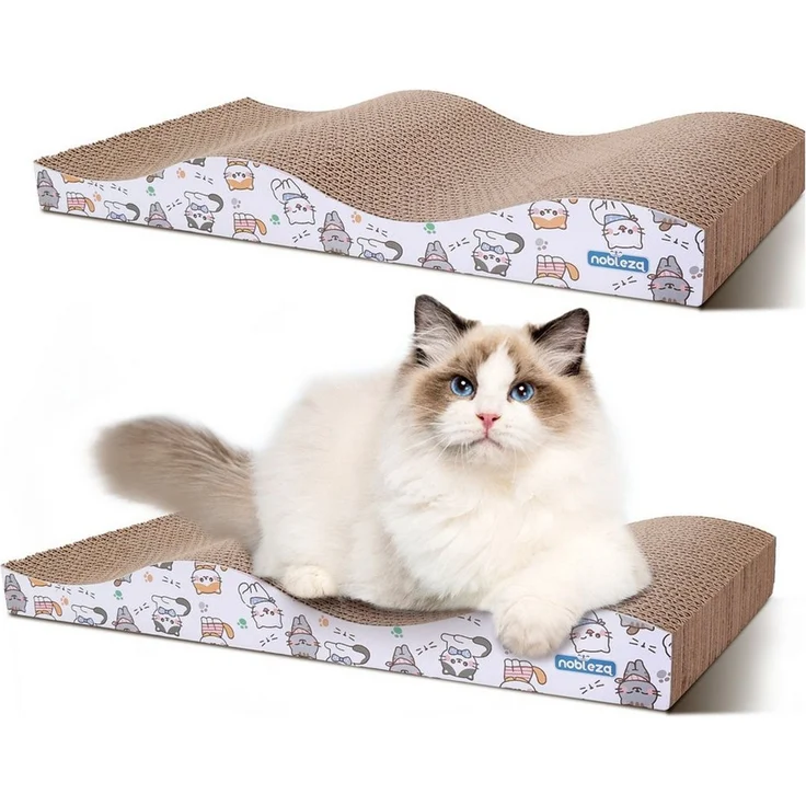 nobleza Kratzpappe 2 Stücke katzen kratzbrett mit Minze, Wellpappe Kratzmatten – Bild 1