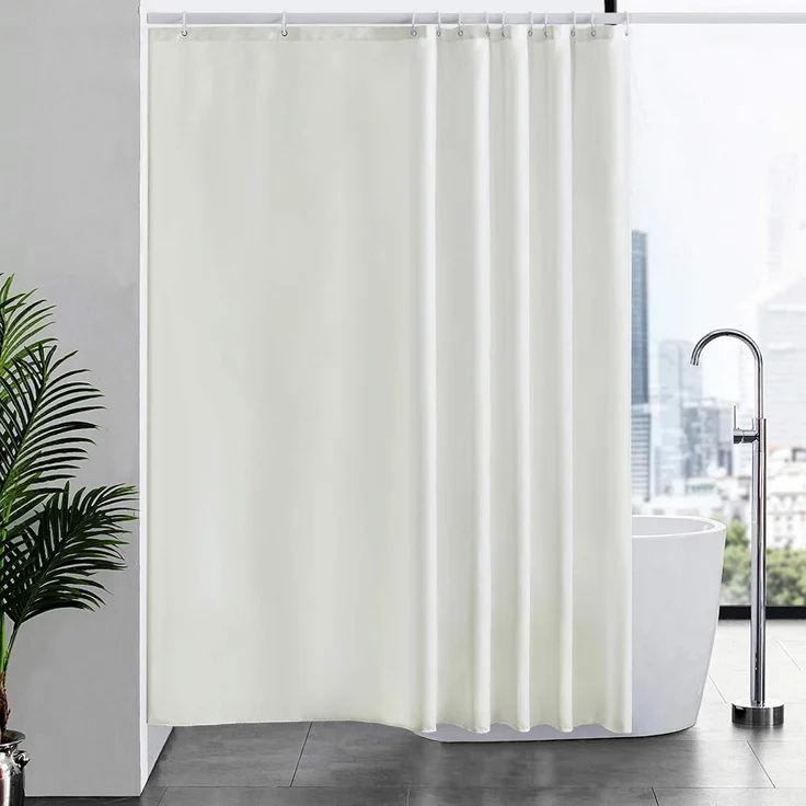 Furlinic Duschvorhang Überlänge Anti-schimmel Textil 200x200cm Beige – Bild 1