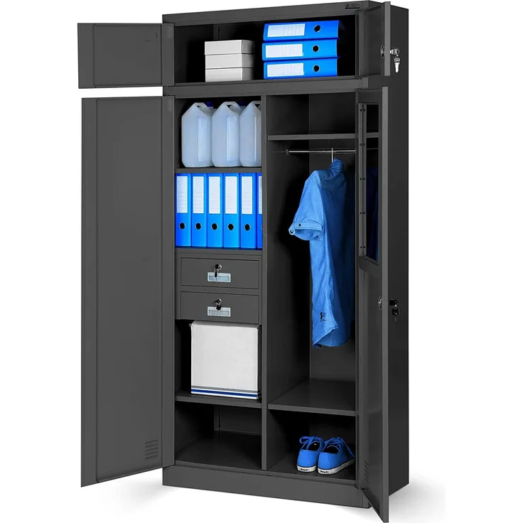 Mehrzweckschrank C117 Aktenschrank Büroschrank Metallschrank Spind Geheimfach Schubladen Stahlblech abschließbar 185 x 90 x 50 cm (H x B x T) (anthrazit)