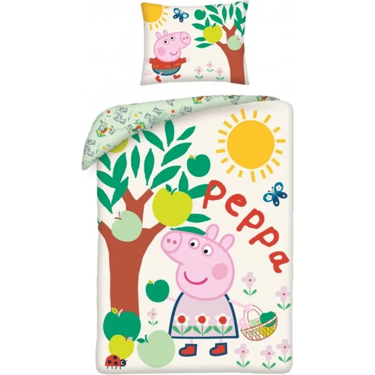 Peppa Pig Bettwäsche Set aus Baumwolle Bettdeckenbezug 140 × 200 cm mit 70 × 90 cm Kissenbezug