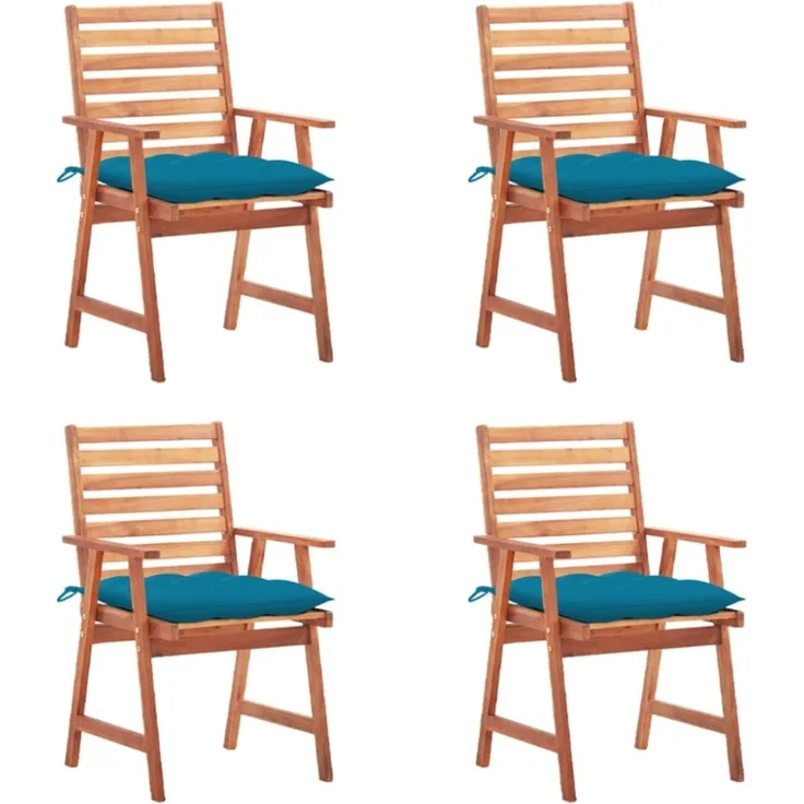 vidaXL Garten-Essstühle 4 Stk. mit Kissen Massivholz Akazie 3078339