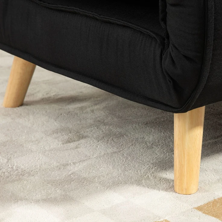 HOMCOM Relaxsessel mit Bettfunktion, verstellbare Rückenlehne, Leinenimitat, Tannenholz, Schwarz, 94 x 78 x 80 cm – Bild 9