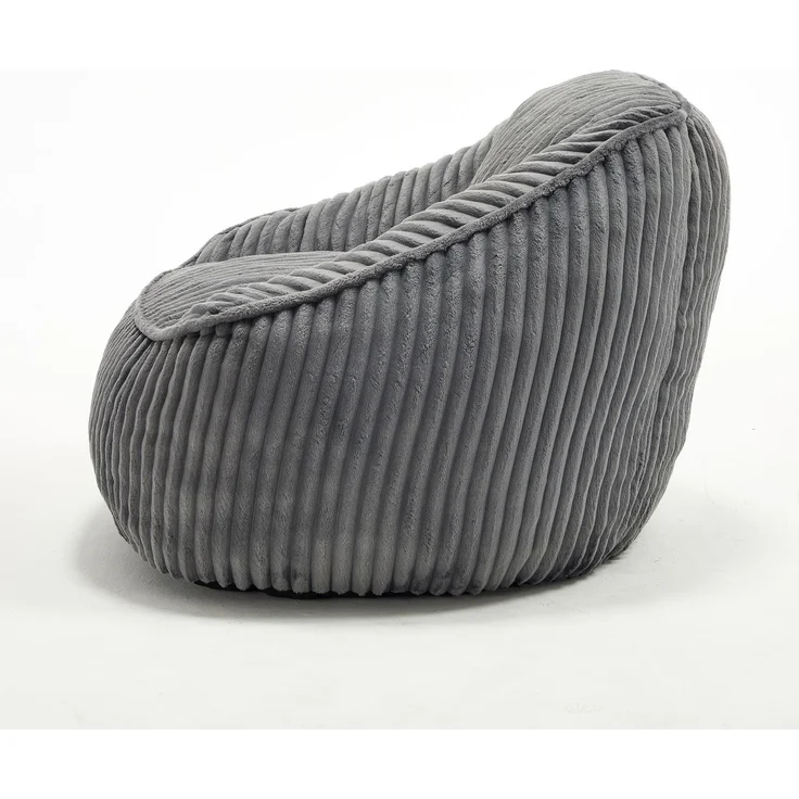 Wohnora-Bean Bag Stuhl mit Memory-Schaumstofffüllung, gestreifter Blasen-Plüsch, flauschig, gemütlich, gemütlicher Sofa für Wohnzimmer, Wohnungen und Schlafsäle,H 73cm x T 98cm x B 92cm,Dunkelgrau – Bild 5