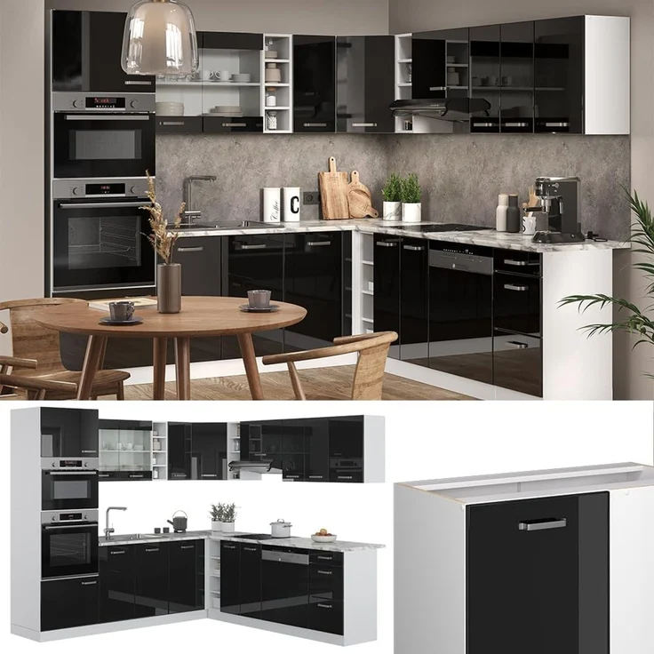 Vicco Eckküche R-Line Solid Weiß Schwarz, modern – Bild 4