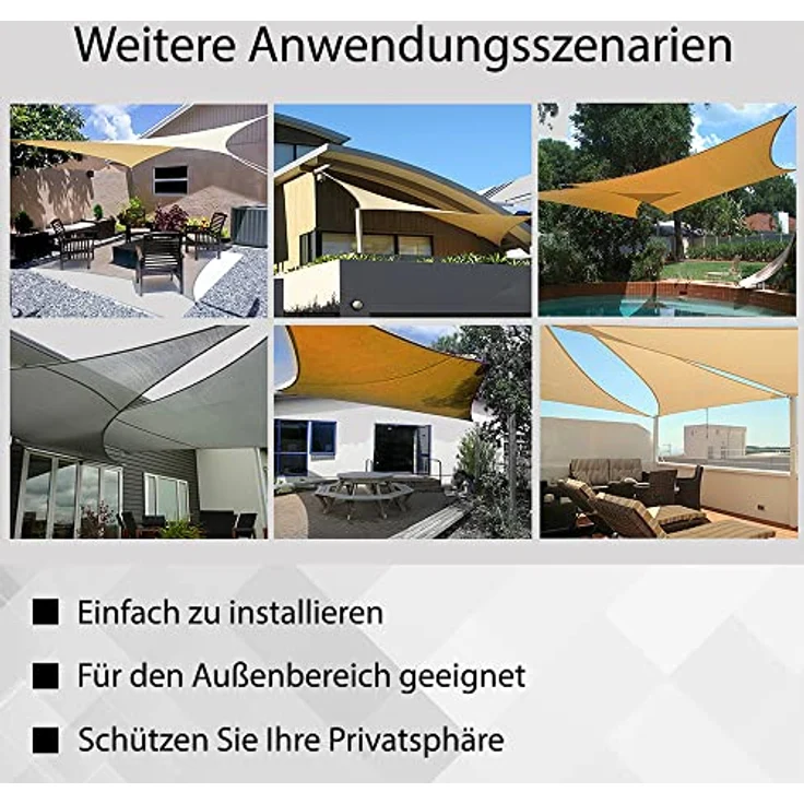Sonnensegel Anthrazit/Schwarz Rechteck 2x4m Schatten UVSchutz Wetterfest Outdoor – Bild 9