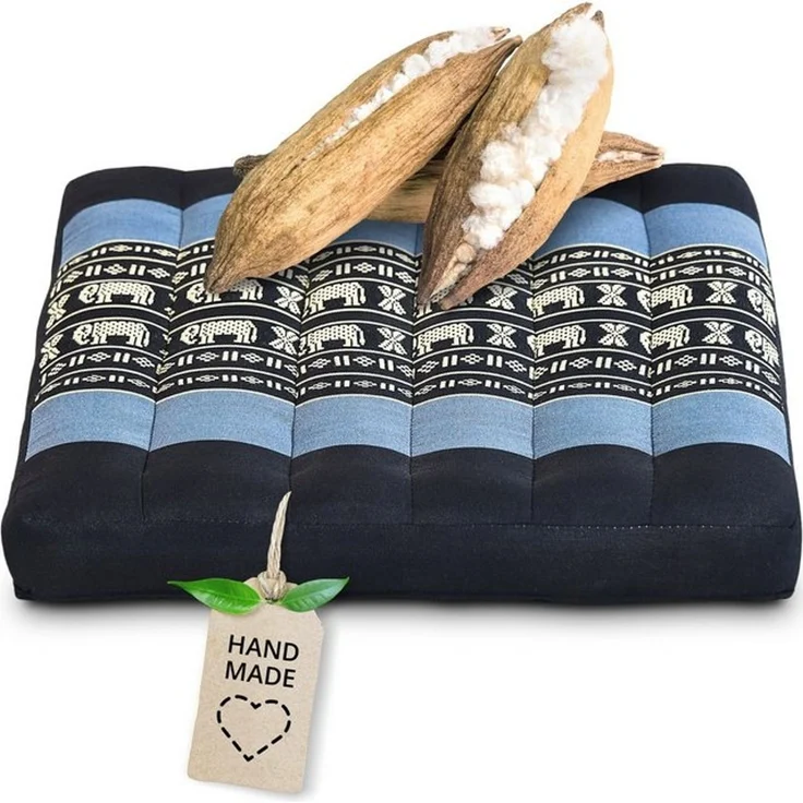 livasia Sitzkissen Steppkissen 35 cm, vegan und handgefertigt, 35x35x4,5cm, Kapok – Bild 4