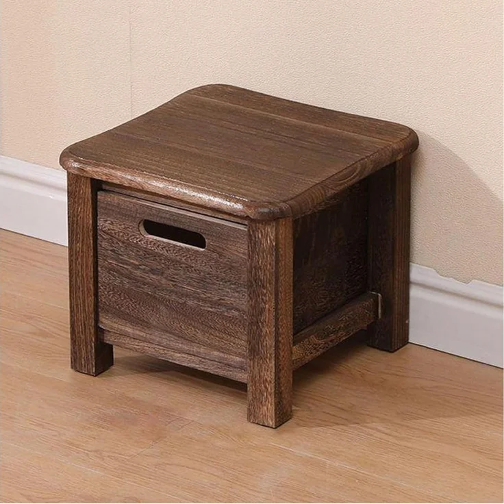 BlingBin Schuhbank Aus Massivholz mit Schublade, Eingangshocker Aufbewahrungsbank (1 Stück, 1-St, 30x30x25 cm), Ideal für Flur Und Wohnzimmer, Braun, 30cmx30cmx25cm – Bild 4