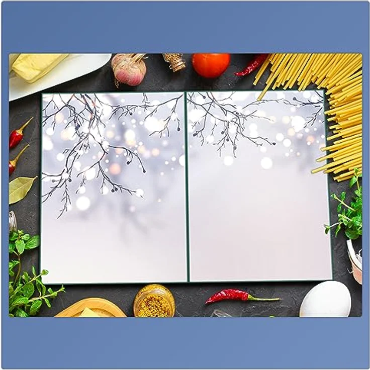 Herdabdeckplatte Abdeckung Ceranfeld Abdeckplatte Schneidebrett 2-Teilig 80x52 Natur Beige Spritzschutz Glasplatte Ceranfeldabdeckung Schutz Herdschutz Sicherheitsglas Glasschneidebrett 2x40x52 – Bild 3