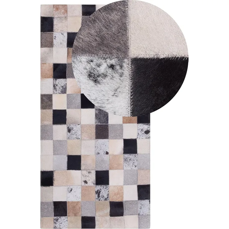 Teppich Kuhfell braun-beige 80x150 cm Patchwork RIZE