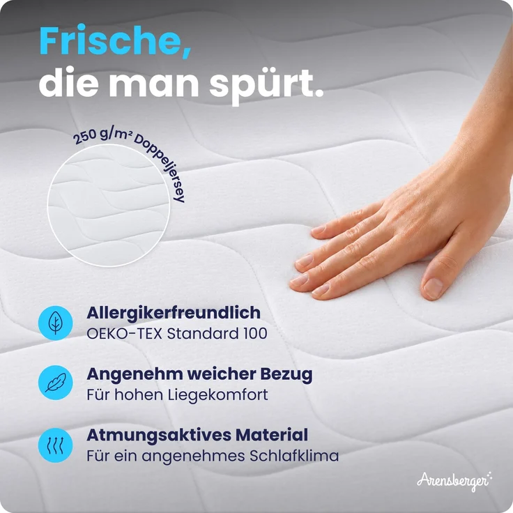 Arensberger JANA Federkernmatratze - 20cm Höhe - Matratze mit Gelschaum Schicht - H3 Mittelfest – 7 Zonen - Federkern - Liegekomfort 100x200cm – Bild 5