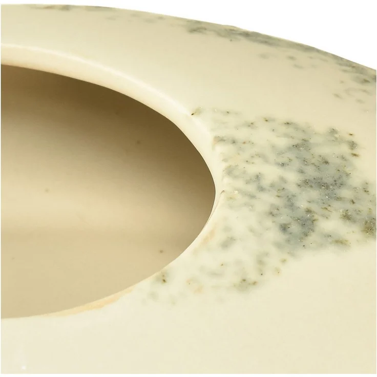Viana Übertopf Dekoschale Keramik oval Creme Graugrün 19×14×5cm modern – Bild 2