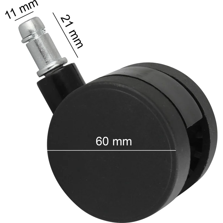 AMSTYLE 5er Set Weichbodenrollen schwarz Stift 11mm/Durchmesser 60mm – Bild 5