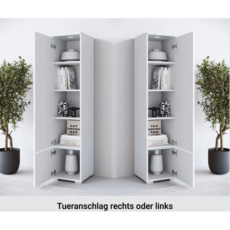 Home affaire Vitrine Vera, Höhe 130 cm, in verschiedenen Farbausführungen (1-St) LED-Beleuchtung, Türanschlag frei wählbar, stehend/hängend – Bild 3