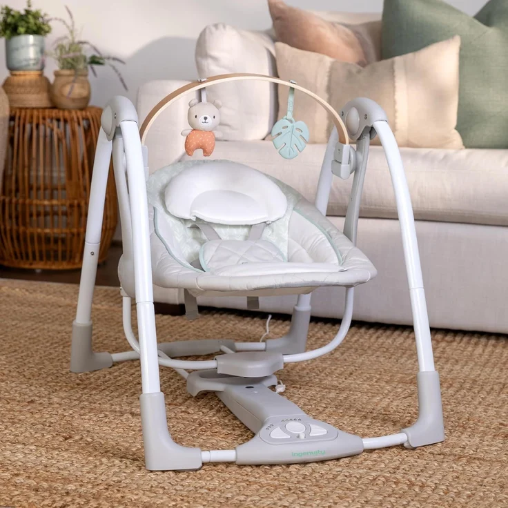 Ingenuity Cozy Spot Babyschaukel & Babywippe elektrisch mit Holz-Spielbogen, 6 Geschwindigkeiten, tragbar, abnehmbar, 0–9 Monate, bis 9 kg – Bild 10