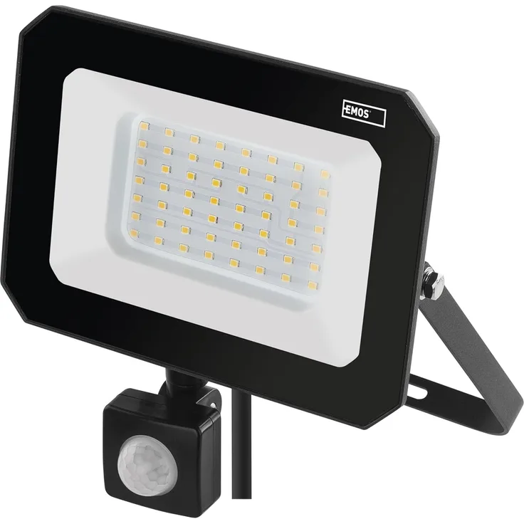 EMOS LED Strahler SIMPO 50 W mit Bewegungsmelder, wasserdichtes Flutlicht für Feuchtraum oder Außen, superhell 5000 lm, Neutralweiß 4000 K, Lebensdauer 25 000 Stunden, inkl. 20 cm Anschlusskabel