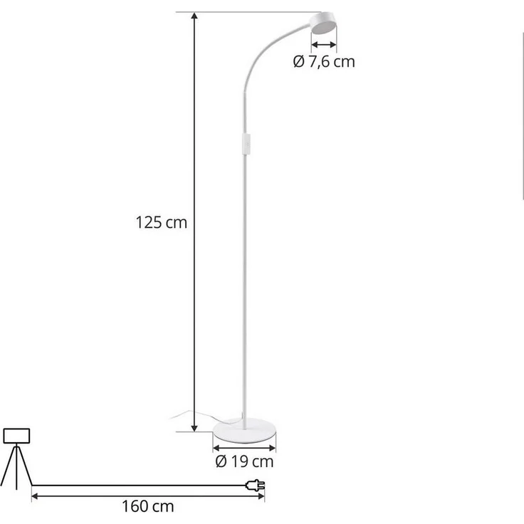 Lindby Stehlampe Maori, LED, Metall, Weiß Farbwechsel warmweiß / tageslicht IP20, 1 x 3,1 W LED, Farbwechsel warmweiß / tageslicht – Bild 3