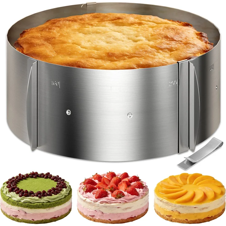 Aurelia Home Tortenring verstellbar aus Edelstahl – 8,5 cm hoch, Ø 16–30 cm – Bild 1