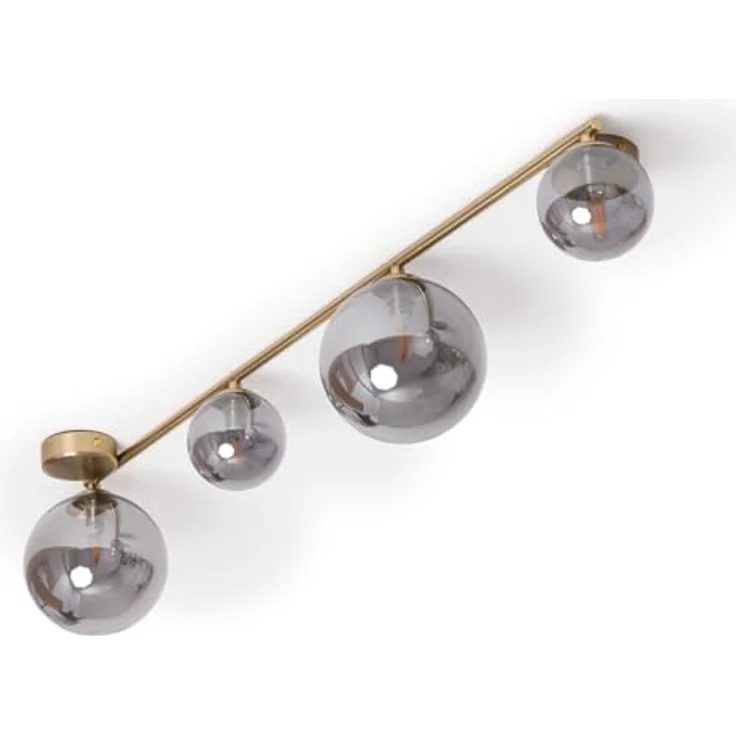 LEDKIA LIGHTING Deckenleuchte Moonlight Brass, 4 Spots, Metall & Rauchgrau Glas, kompatibel mit G9 Glühbirnen, gleichmäßige Lichtstreuung – Bild 1