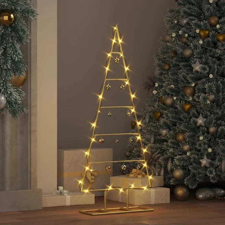 vidaXL Metall Weihnachtsbaum Gold 90 cm Pulverbeschichteter Stahl 42019164 – Bild 3