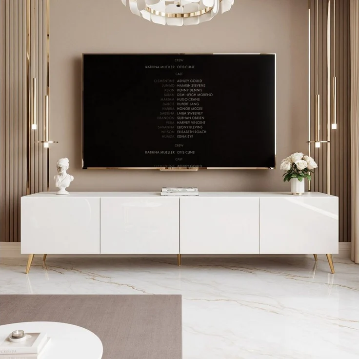 yourhouse24 Lowboard TV ANGEL 200 auf Füßen mit LED-Beleuchtung – Griffloses Design – Bild 2