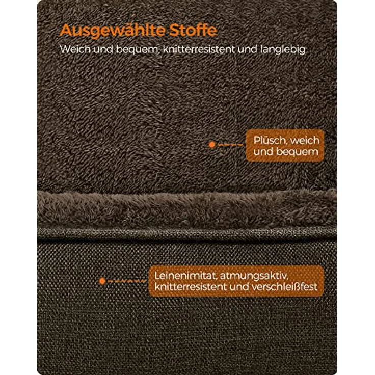 Feandrea Hundebett, Hundekissen in Leinenoptik, Hundekorb, erhöhte Ränder, rutschfeste Unterseite, Bezug abnehmbar waschbar, XL, für große Hunde, 110 x 75 x 27 cm, braun PGW12CC – Bild 5