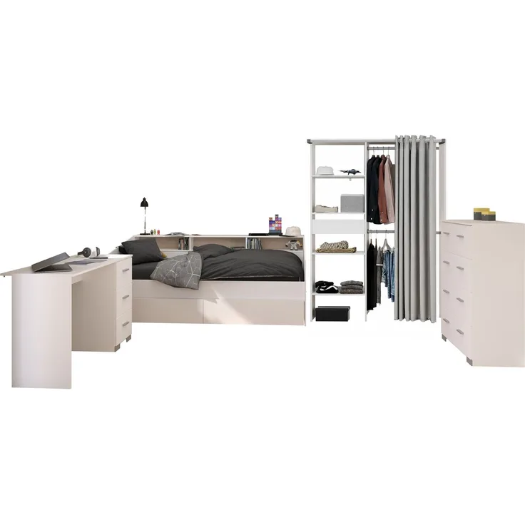 Kinderzimmer Set Parisot Sleep 4-tlg. Holzdekor Weiß/Eiche