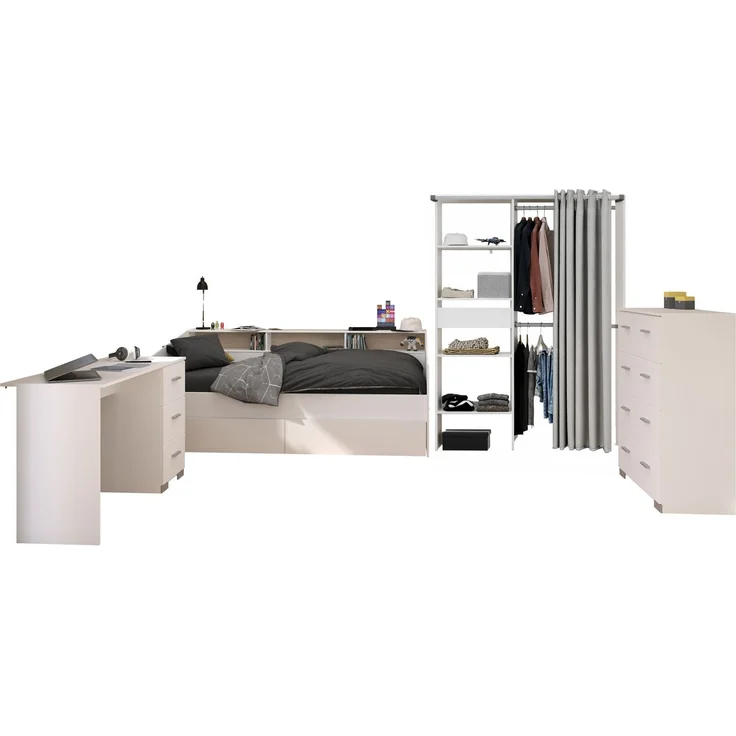 Kinderzimmer Set Parisot Sleep 4-tlg. Holzdekor Weiß/Eiche – Bild 1