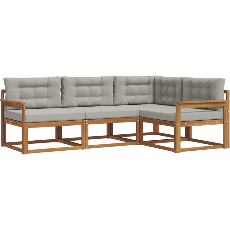 vidaXL Outdoor-Sofagarnitur 4 stk. 4-Sitzer Natur und Hellgrau 3367499 – Bild 2