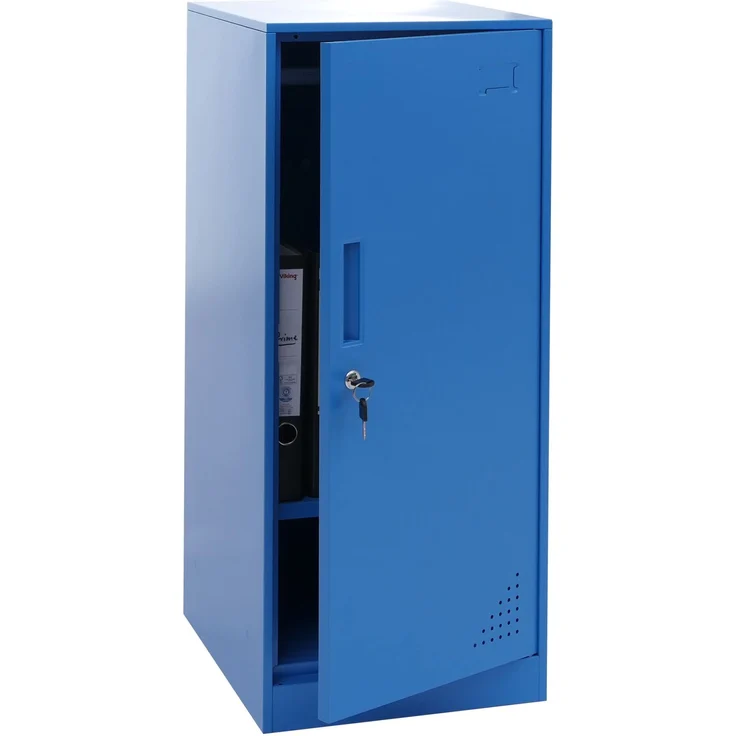 Spind HWC-P63, Schließfach Wertfachschrank Schließfachschrank Tür Kleiderstange, 90x38x45cm Stahl ~ blau – Bild 1