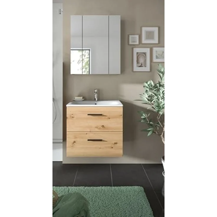 Badezimmer-Set >Ice< in artisan oak - 60x185x46cm (BxHxT) – Bild 1