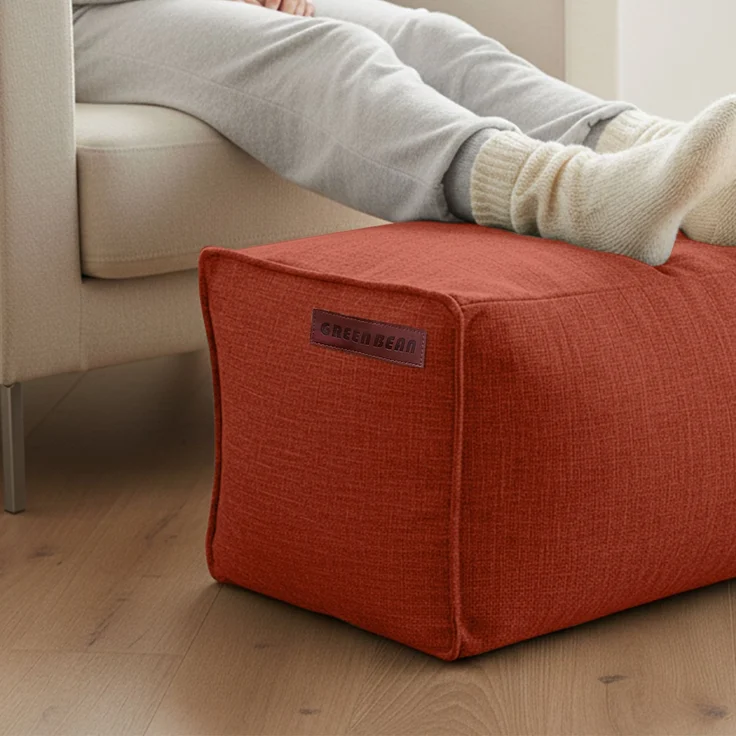 Green Bean® Indoor Sitzhocker Pouf 70x33x28cm EPS-Perlen Füllung -Home Linen Kuschelig Weich Waschbar - Drinnen Bodenkissen Liegekissen Sitzkissen Sitzhocker Sessel Kinder Erwachsene Stoff Rot – Bild 6
