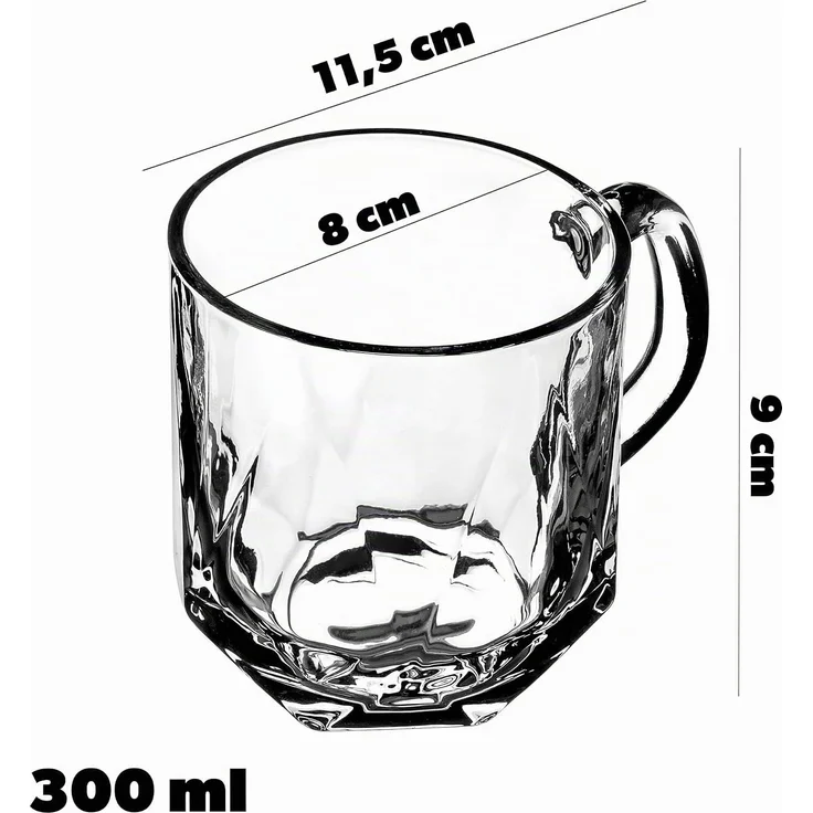 KADAX Kaffee Teegläser 300ml Getränkeglas mit Henkel Glas Set 6x – Bild 2