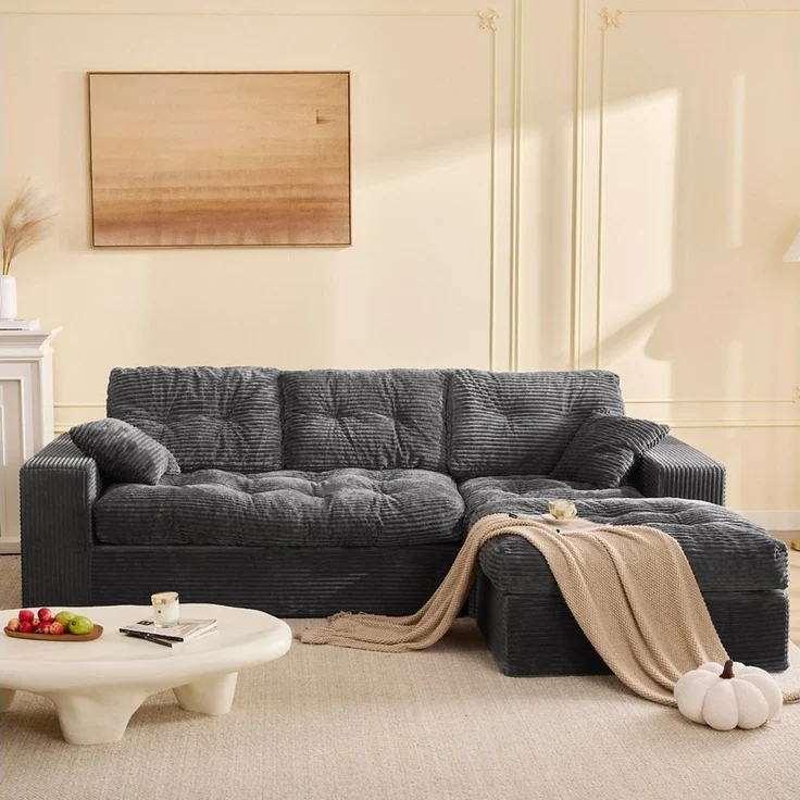 LITBIRD Ecksofa 3-Sitzer Sofa mit Marshmallow-Softpolster & Modulares Recamiere Sofa, 1 Teile, Cordstoff Schlafsofa & Relaxsofa, Wohnzimmer Sofa – Bild 1
