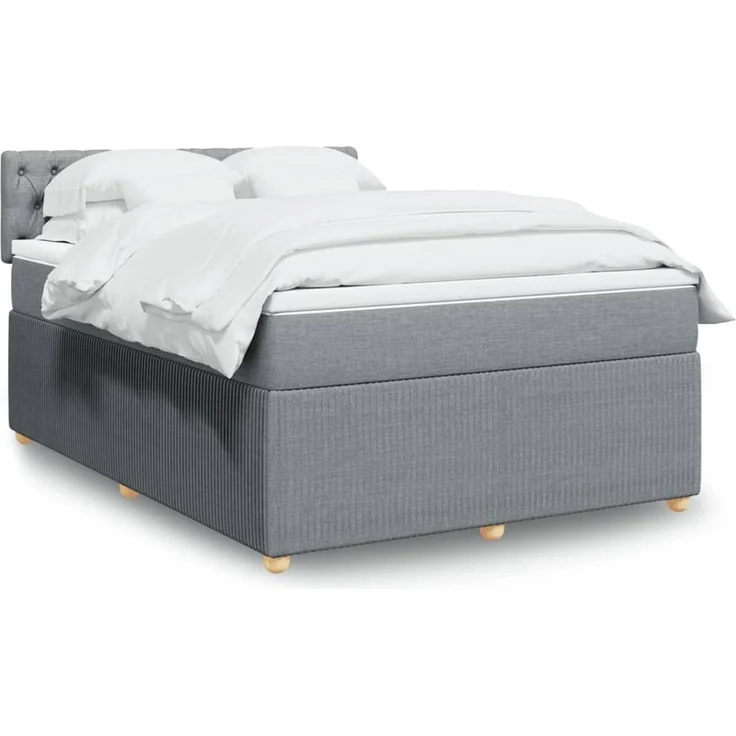 vidaXL Boxspringbett mit Matratze Hellgrau 140x200 cm Stoff 3287486 – Bild 1