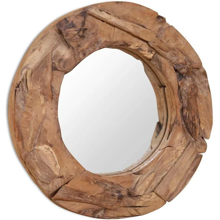 Wandspiegel, Dekorativer Spiegel Teak 60 cm Rund – Bild 2