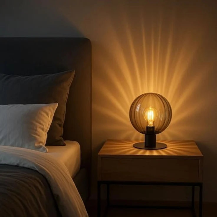 LED Tischleuchte, Metall, Schwarz-matt, Glas Rauchfarbe, D 23 cm – Bild 4