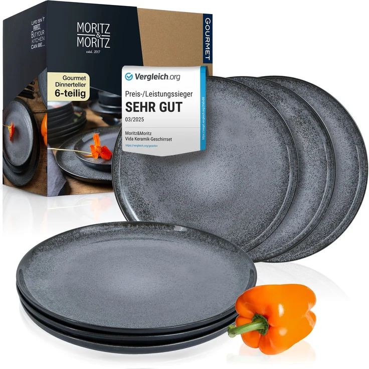 Moritz & Moritz VIDA 6tlg Dinnerteller Anthrazit – Bild 1