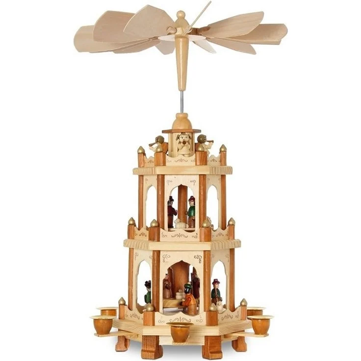 SIKORA Weihnachtspyramide aus Holz mit 3 Etagen Pyramide Weihnachten Deko H:45cm - P20 – Bild 4