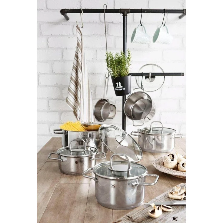 WMF Topf-Set Inspiration, Cromargan® Edelstahl Rostfrei 18/10 (Set, 11-tlg, 1 Bratentopf Ø 16/20cm, 1 Fleischtopf Ø 16/20/24cm, 1 Stieltopf Ø 16cm), Induktion – Bild 3