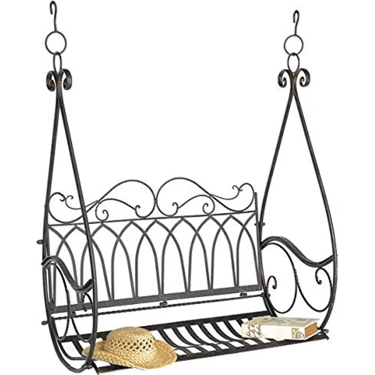 DanDiBo Hängebank Metall Braun Wetterfest Schaukel Gondel Hängesessel 1868 2 Sitzer Gartenbank