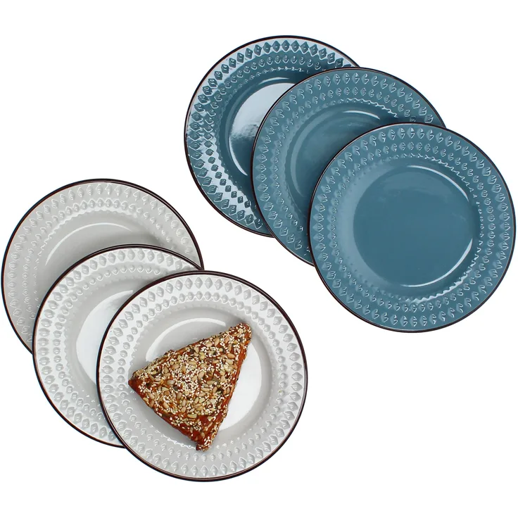6x Rome blau & weiß Kuchenteller Ø20,5cm Steingut 6 Personen Frühstücksteller
